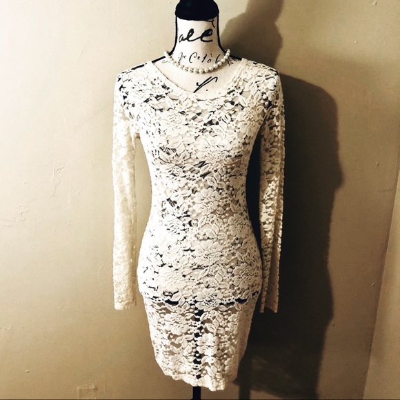 Piko 1988 Dresses & Skirts - | Piko 1988 | cream floral lace sheer mini dress M